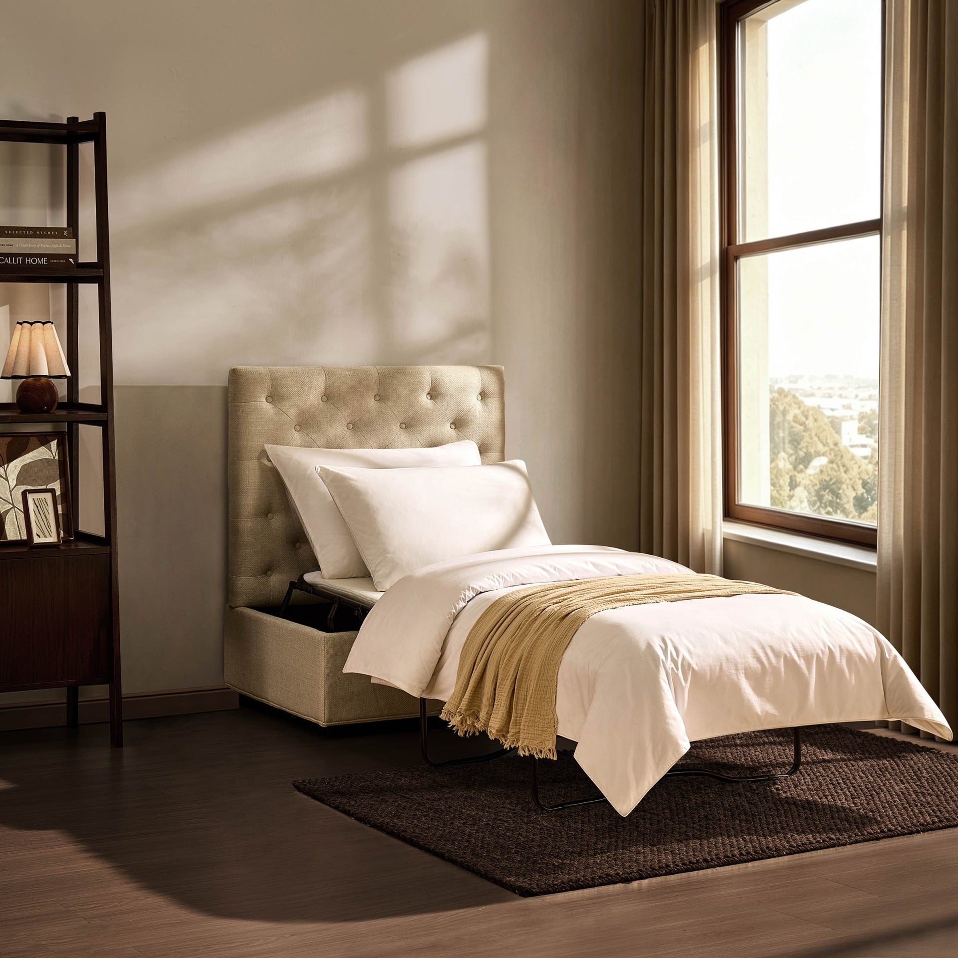 Kennadi Single Ottoman Sofa Bed - Beige
