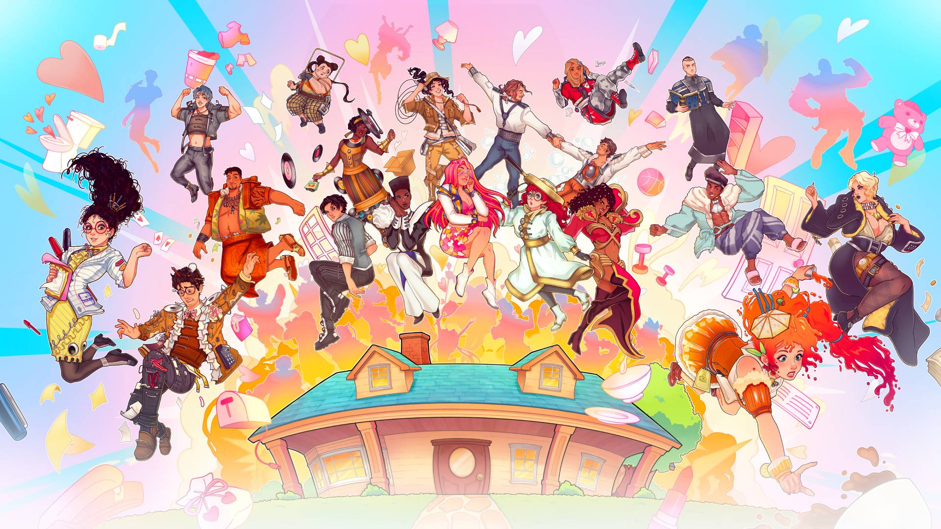 Official key art for Date Everything, showing multiple characters.
