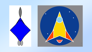 ChatGPT (left) attempt at a vector spaceship and Claude (right) piece of vector art