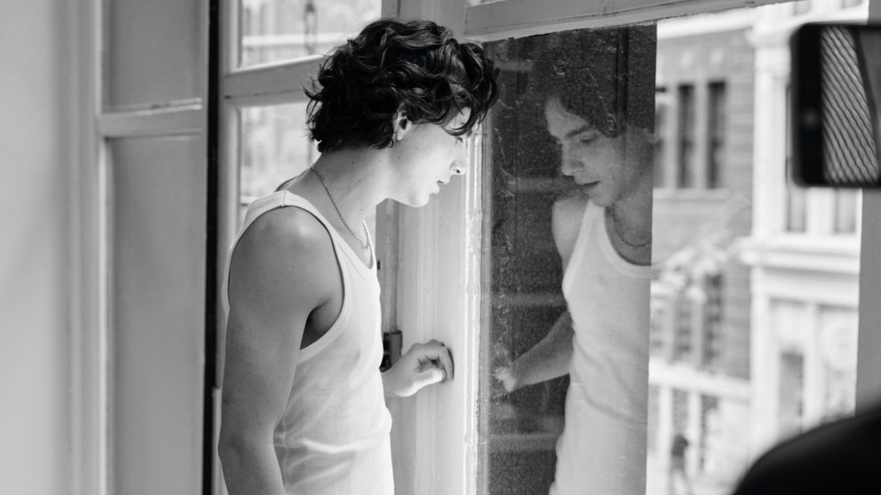 Timothee Chalamet on set for Bleu de Chanel