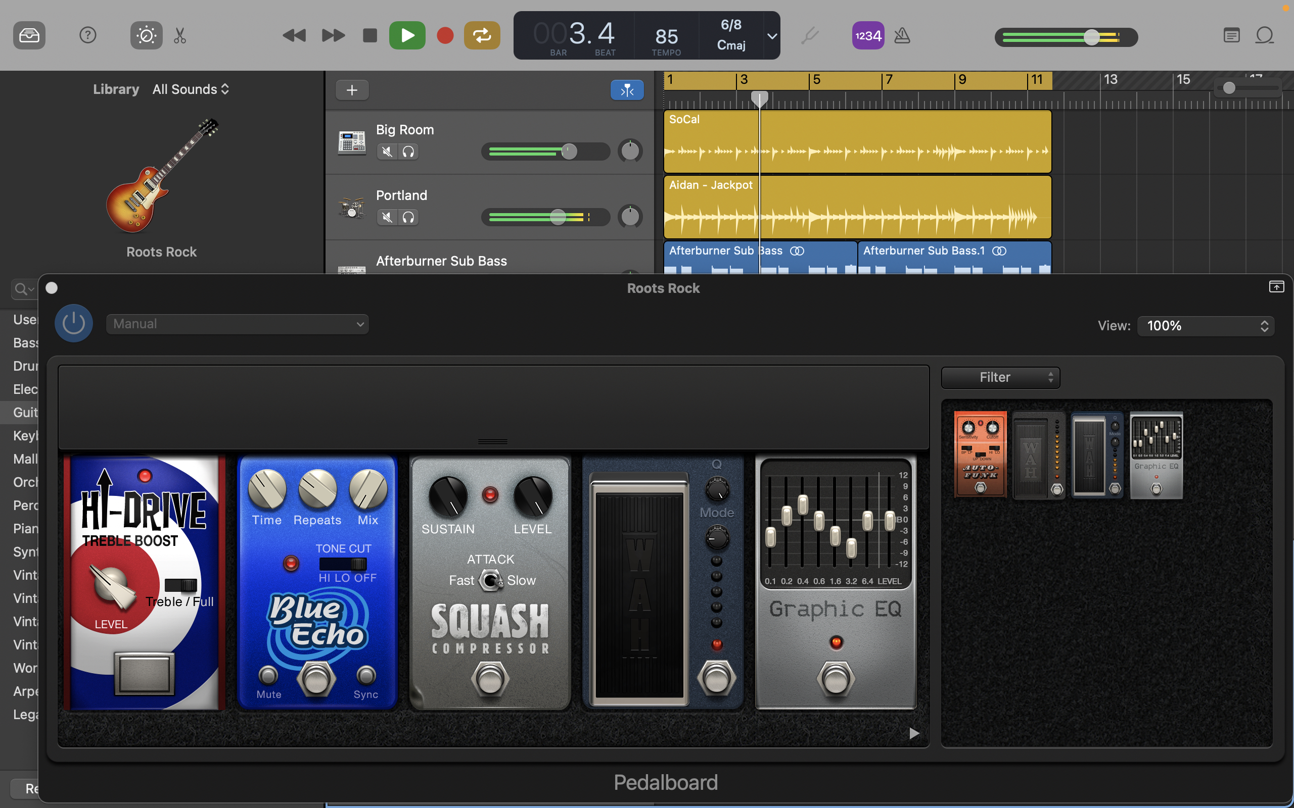 Screenshot of free audio editor Apple GarageBand