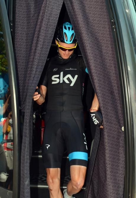 Off the team bus and ready to face the media, Sky's Chris Froome