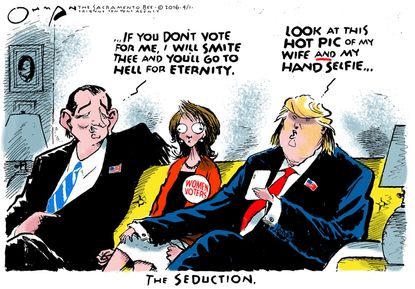 Political Cartoon U.S. Trump Cruz Female Vote 2016