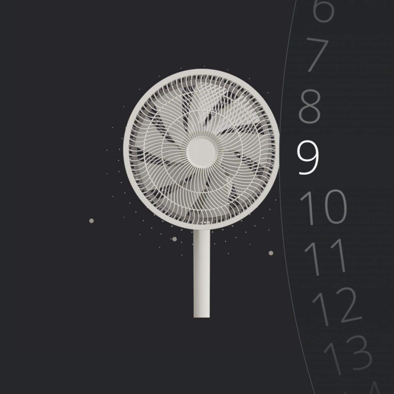 App controls of the Duux Whisper Flex 2 for selecting wind speed
