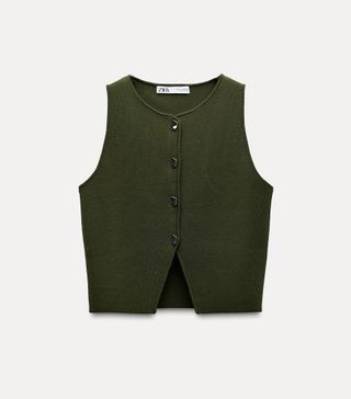 Buttoned Knit Vest Top