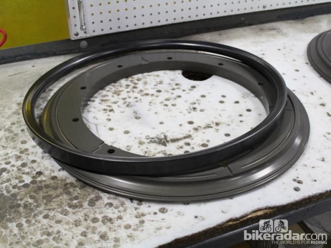 A mountain bike rim emerges from the oven