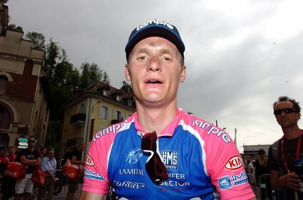 Grega Bole (Lampre-Farnese Vini) catches his breath after winning a chaotic finale.