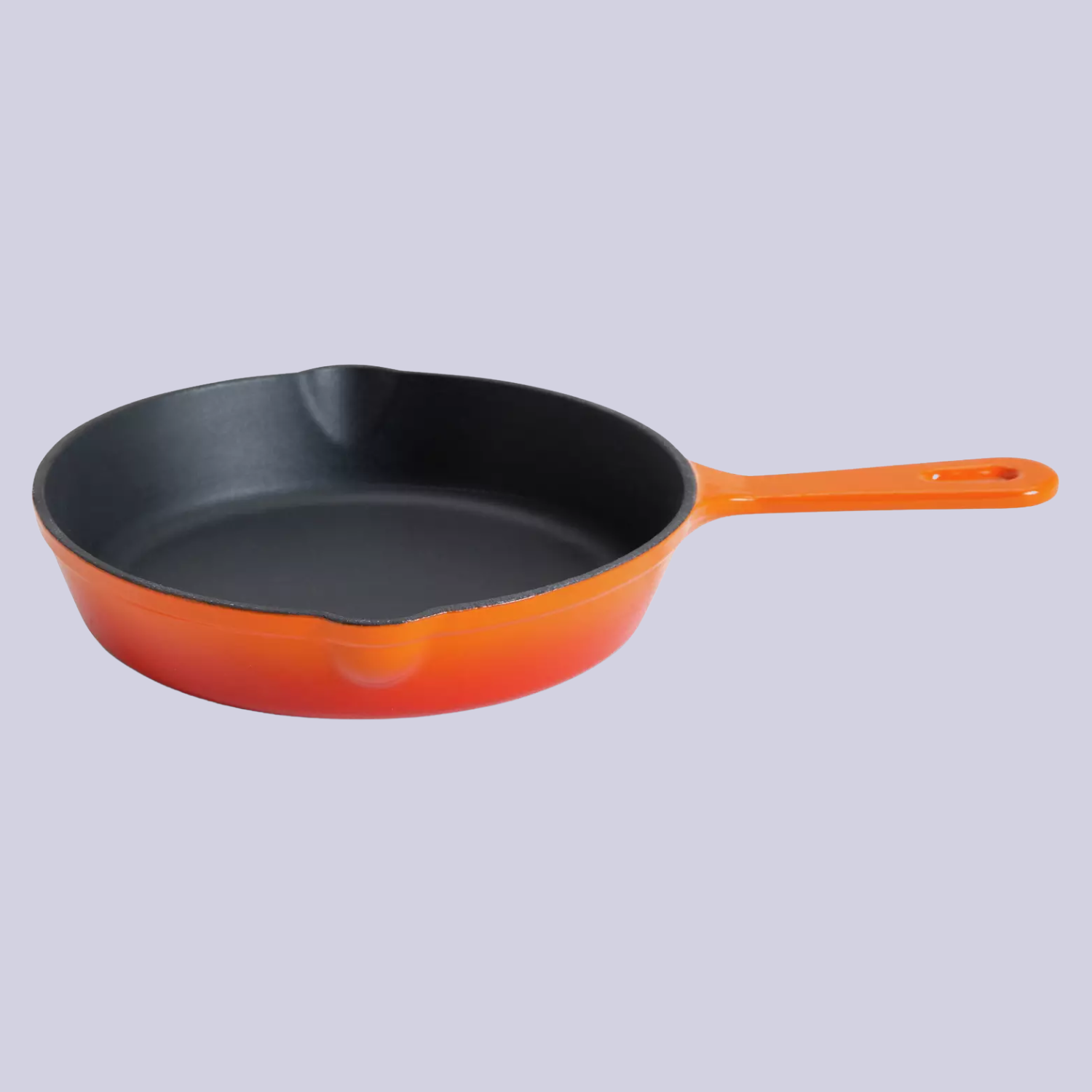 Orange cast iron pan