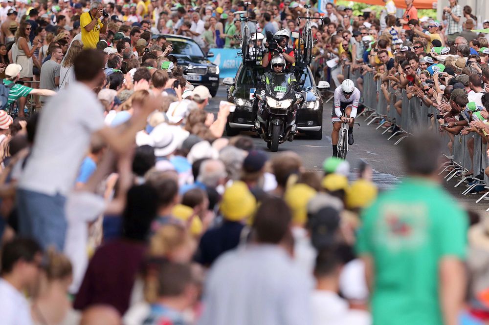 Large crowds cheer Fabian Cancellara Saturday in Utrecht.