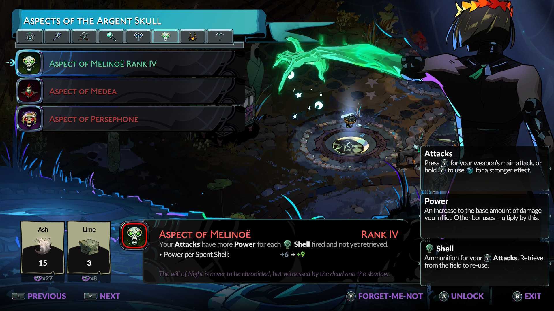 Hades 2 Argent Skull menu