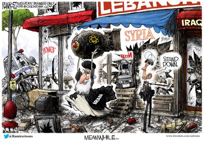 Obama cartoon U.S. Iran nuke program