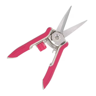 A set of pink bypass pruning shears