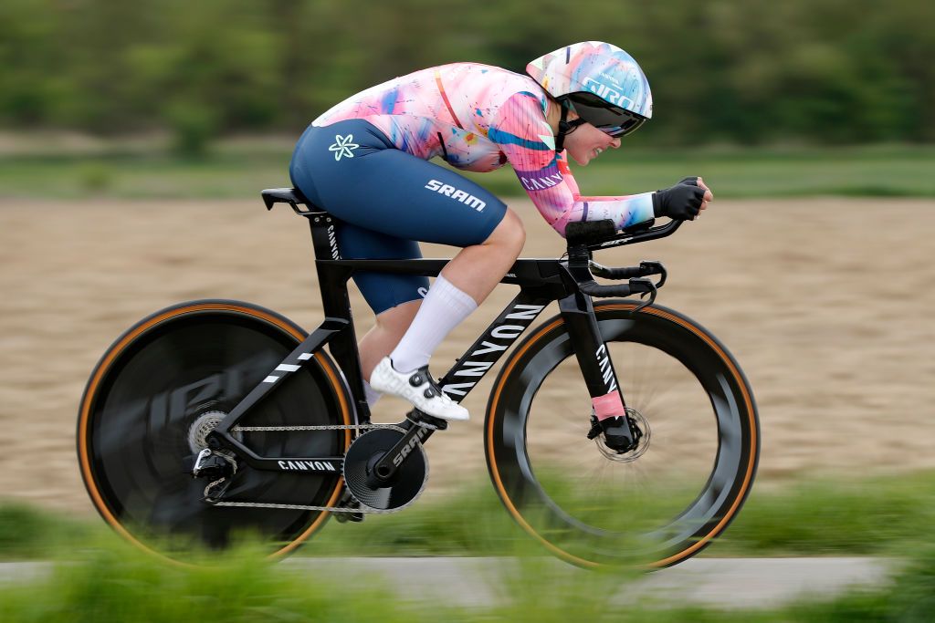 LUXEMBOURG CESSANGE LUXEMBOURG APRIL 29 Lisa Klein of Germany and Team CanyonSRAM Racing sprints during the 14th Ceratizit Festival Elsy Jacobs 2022 Prologue a 22km Individual Time Trial stage from Cessange to Cessange ITT felsy on April 29 2022 in Luxembourg Cessange Luxembourg Photo by Bas CzerwinskiGetty Images