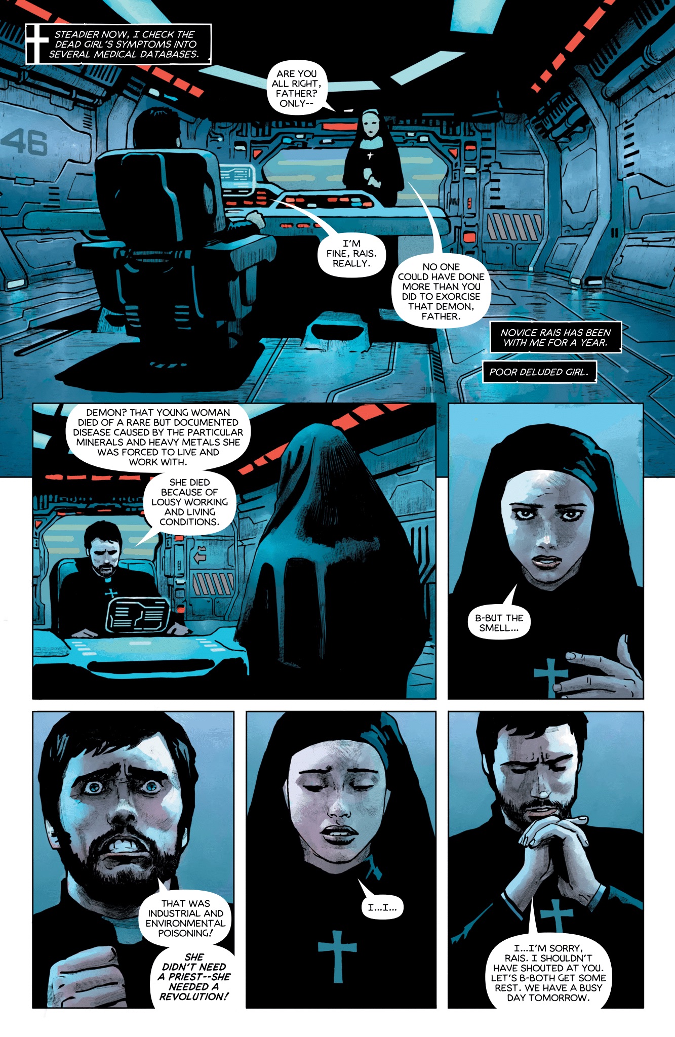 A Sacrament comic book page preview.