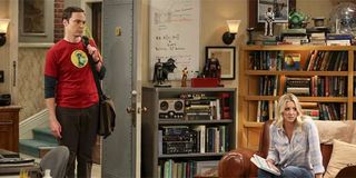 Kaley Cuoco in The Big Bang Theory living room.