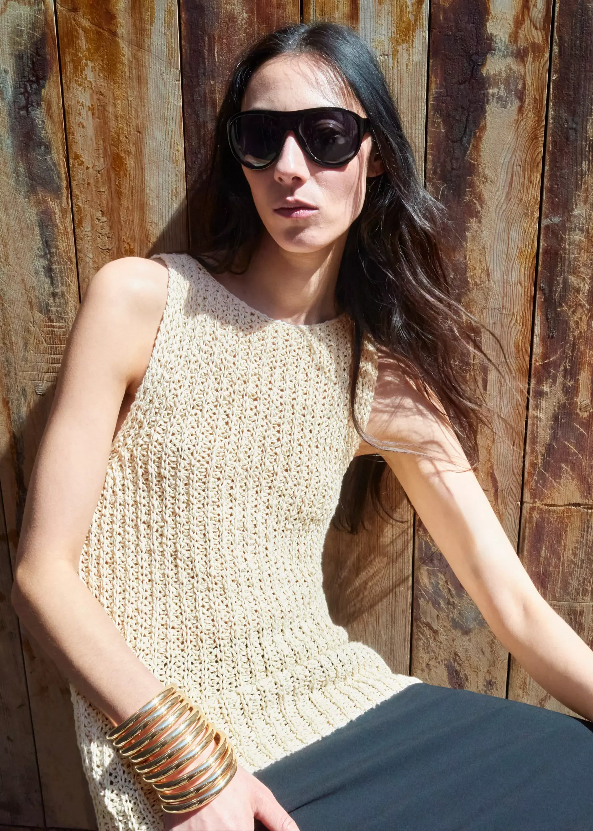 MANGO, Round-Neck Knitted Top