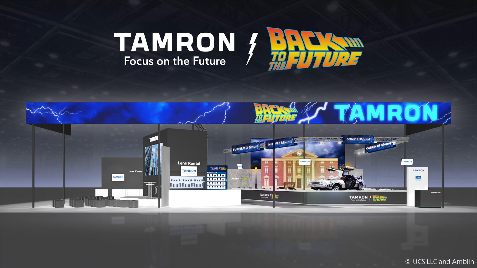 Tamron and Back to the Future collaboration booth at CP+ artist's impression of the stand