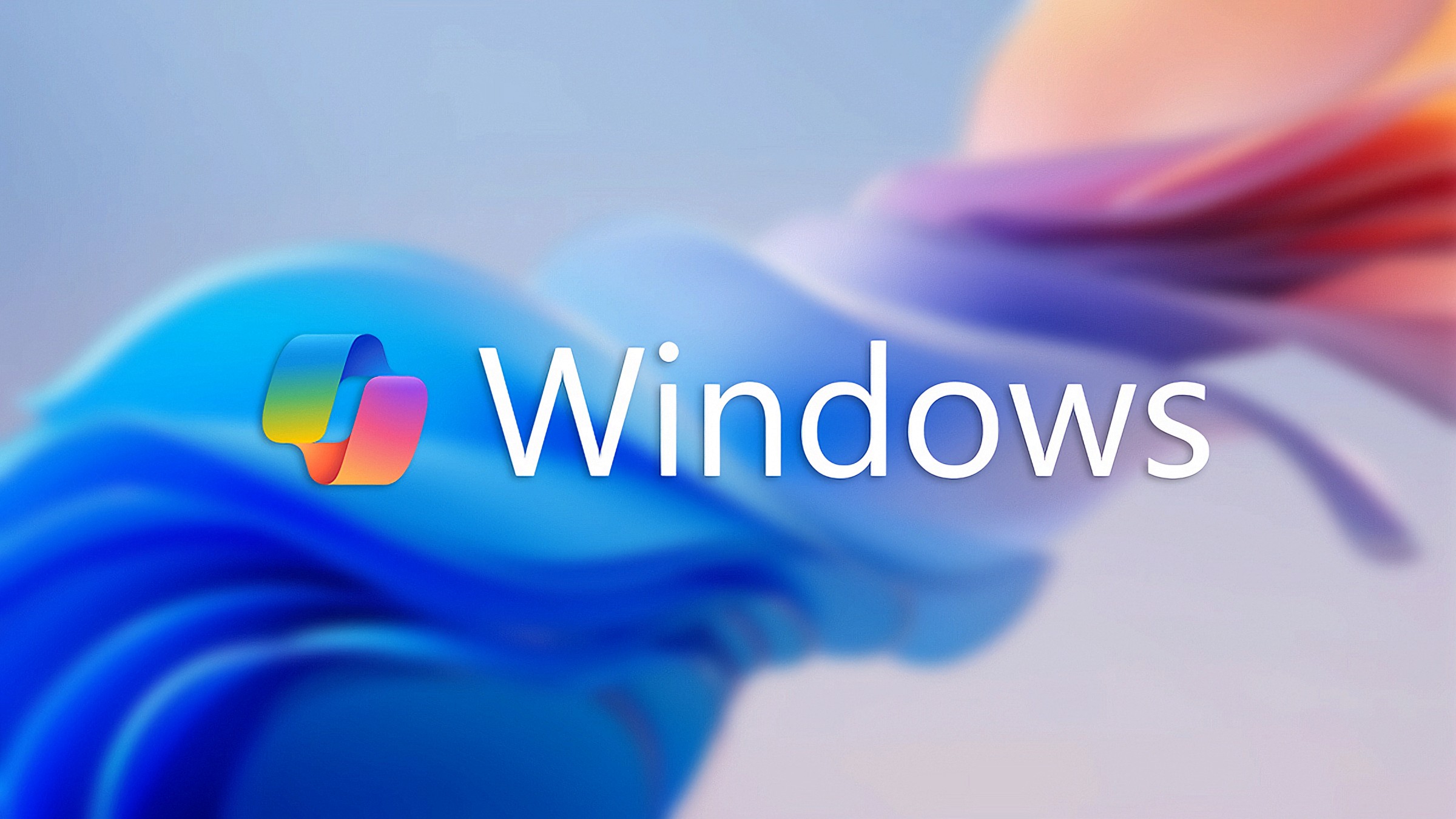 A copilot logo with the word "Windows" next to it on an abstract background.