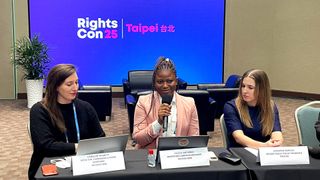 Panels at RightsCon 2025 during a press briefing about the latest Access Now report of internet shutdowns