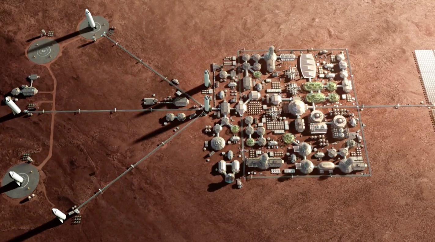 SpaceX artist's concept of a city on Mars.