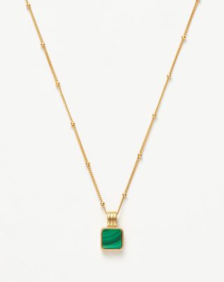 Lucy Williams Square Malachite Necklace | 18ct Gold Plated Vermeil/Malachite