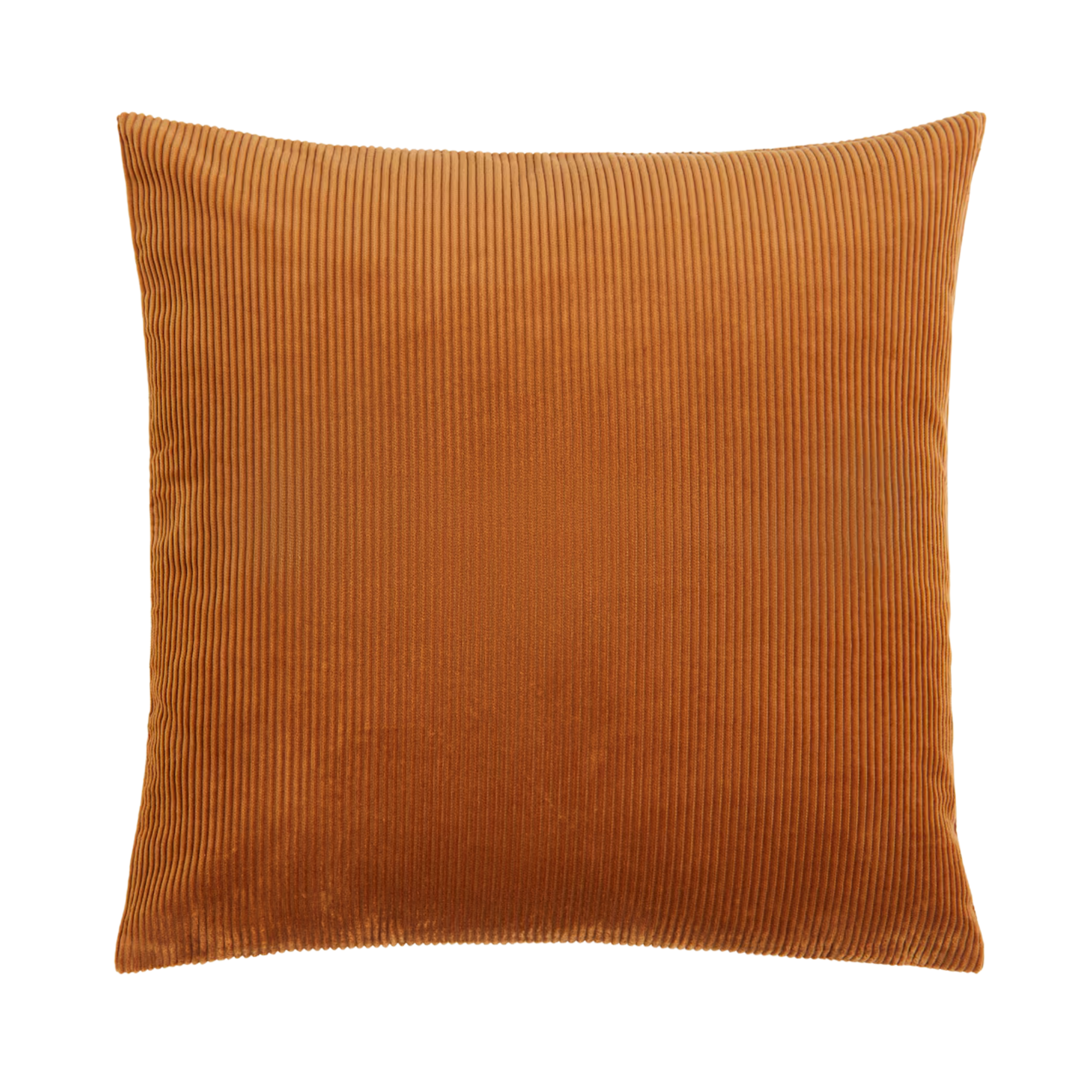 an orange corduroy throw pillow