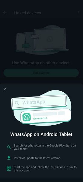 WhatsApp's latest beta also allows users to link an Android tablet.
