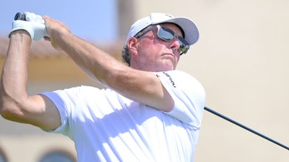 Phil Mickelson takes a shot during LIV Golf Jeddah