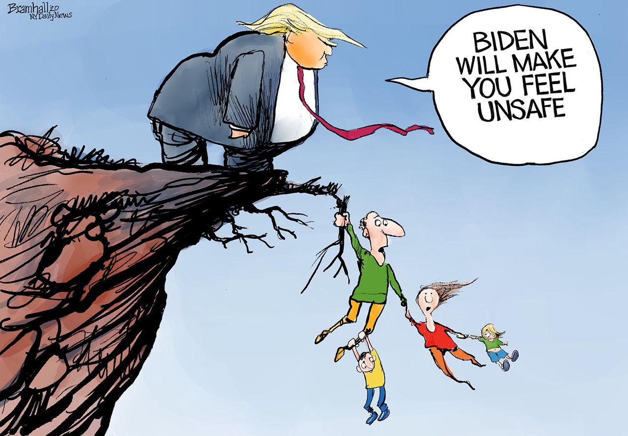 Political Cartoon U.S. Trump Biden unsafe 2020 election