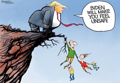 Political Cartoon U.S. Trump Biden unsafe 2020 election