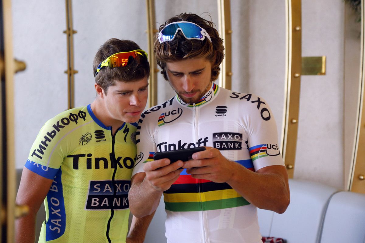 The Sagan's checking a phone