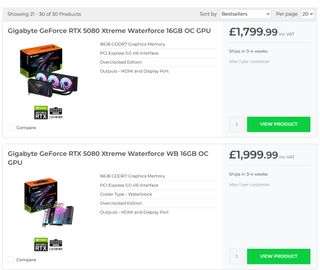 RTX 5080 listing