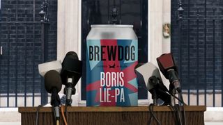 A can of beer photographed in front of No.10 Downing Street