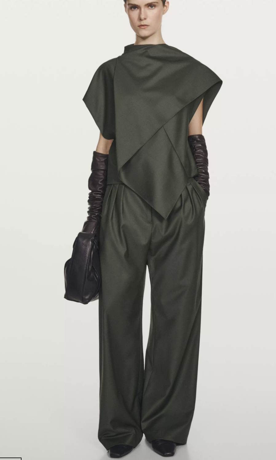 Massimo Dutti, Asymmetric Wool Blend Blouse - Studio