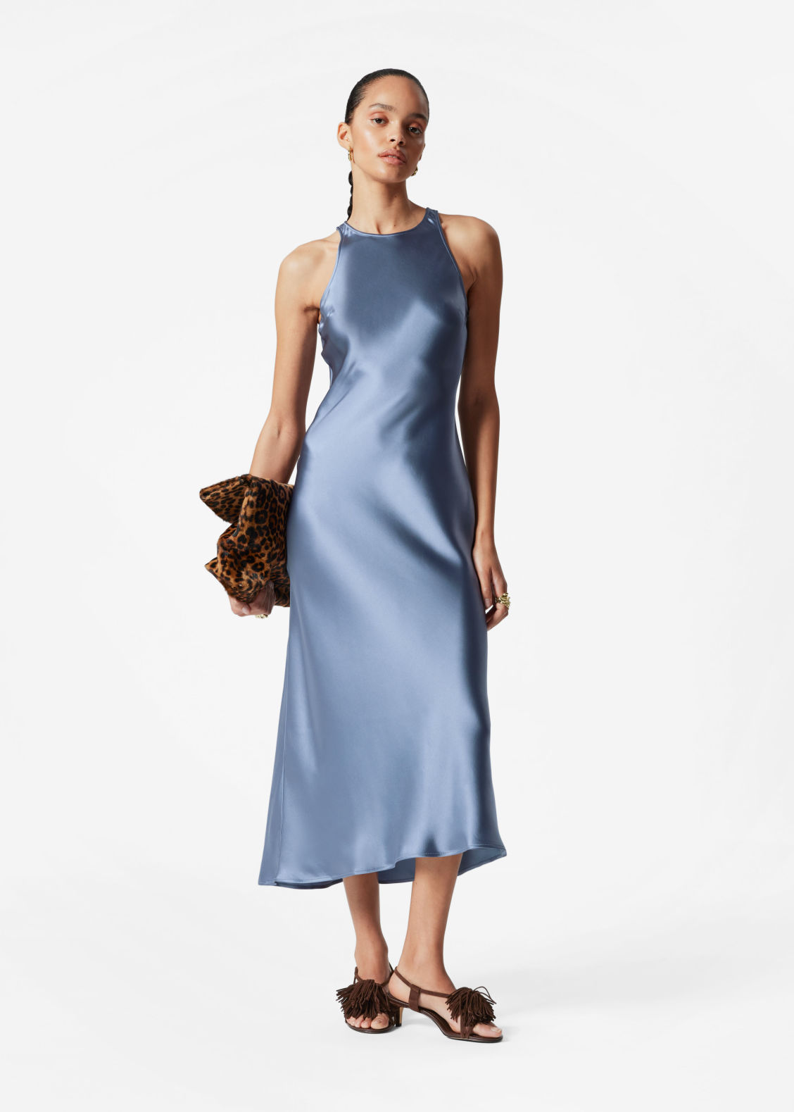 Sleeveless Satin Midi Dress