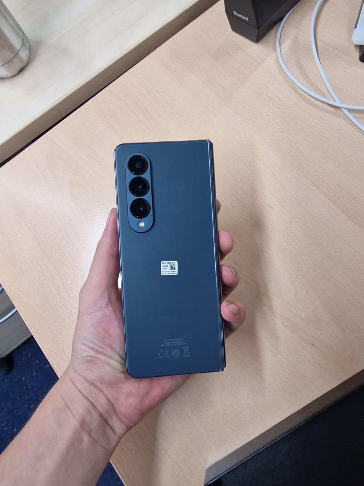 Samsung Galaxy Z Fold 4 real-world photos in blue color variant