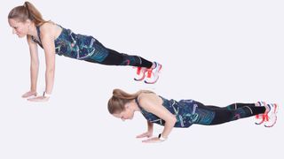 Woman doing a close-hand push-up