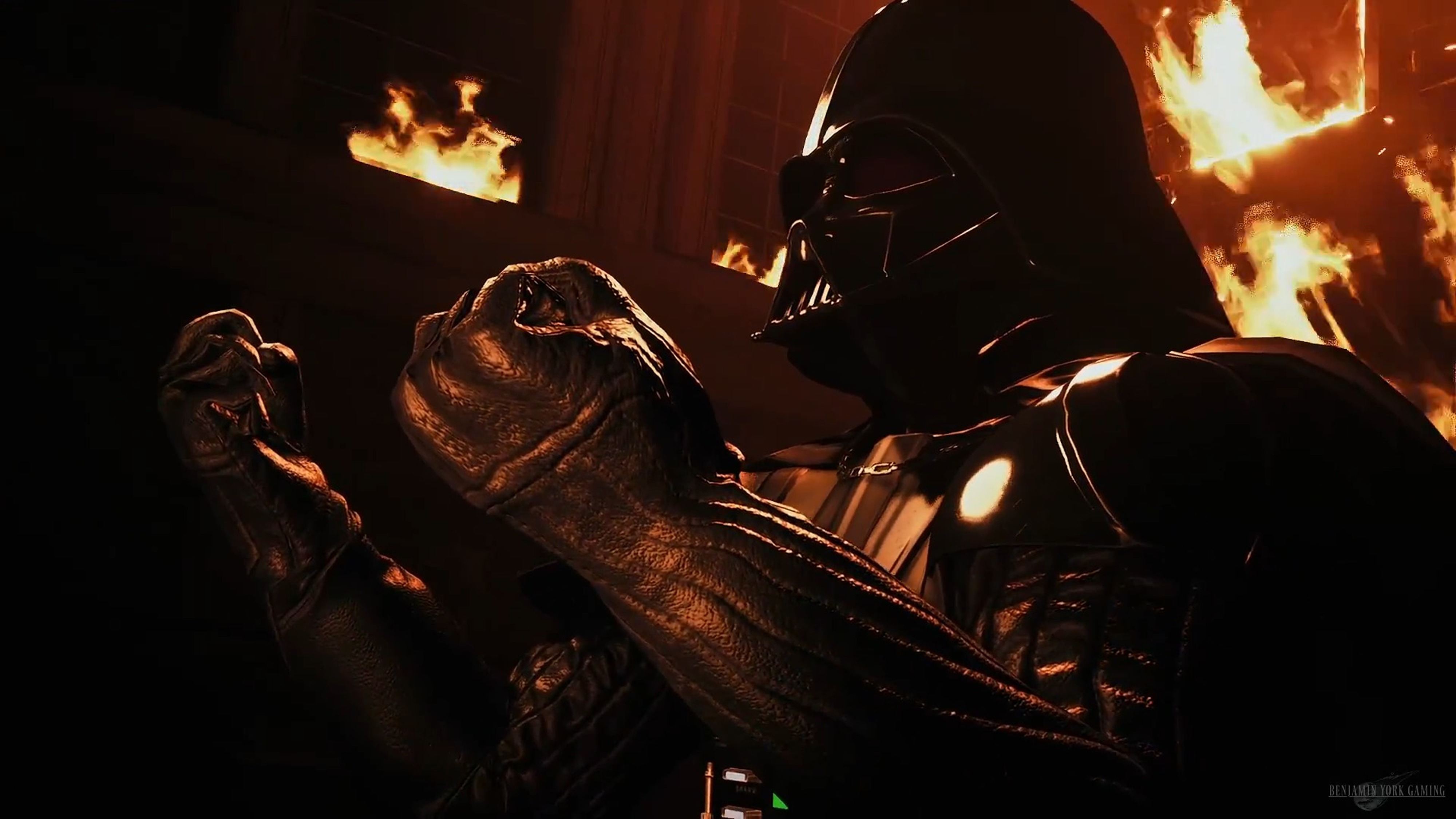 In-game cutscene of Darth Vader in a modded version of Final Fantasy VII Remake