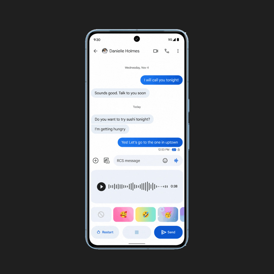 Setting a voice memo mood in Google Messages