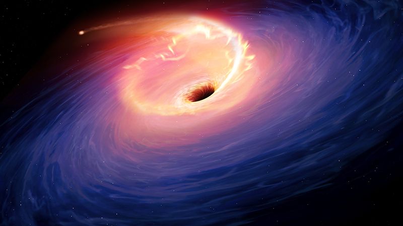 An artist&#039;s illustration of a black hole swallowing a star, the event that gave rise to Scary Barbie.