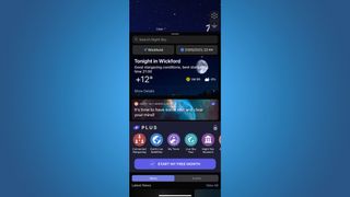 Night sky app screenshot