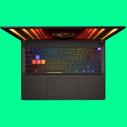 MSI 16 HX AI on a green background