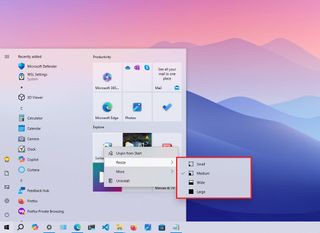 Resize Live Tile Start menu