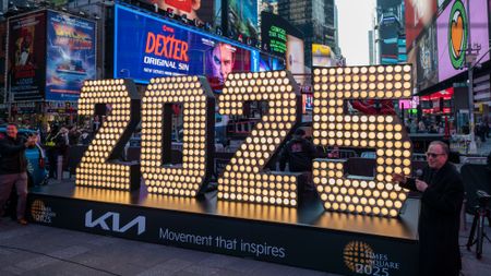 New Year's 2025 numerals are seen in Times Square in New York City on Dec. 18, 2024.