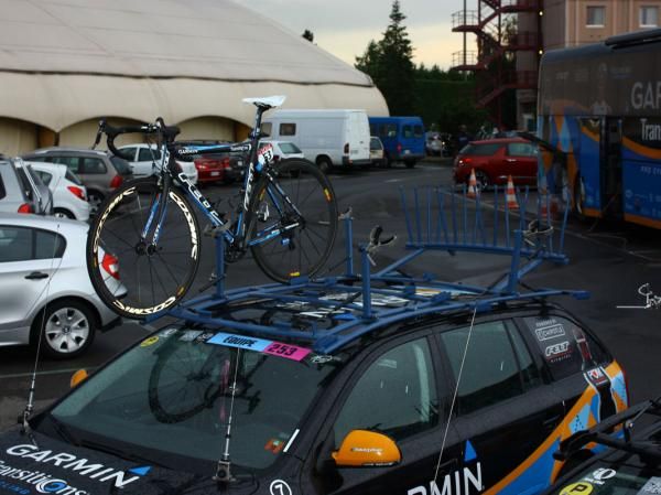 Tyler Farrar's bike is one of the last to be tended to after the end of the stage.