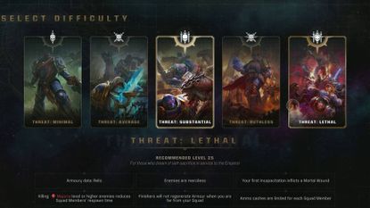 Space Marine 2 difficulty levels menu lethal difficulty