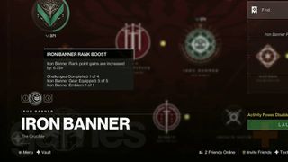 Destiny 2 Iron Banner reputation rank multiplier