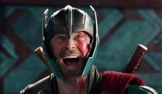 Thor: Ragnarok Chris Hemsworth Thor shouts with glee