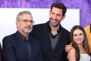 Steve Carell, John Krasinski and Cailey Fleming attend Paramount's "If" New York premiere at SVA Theater on May 13, 2024 in New York City.