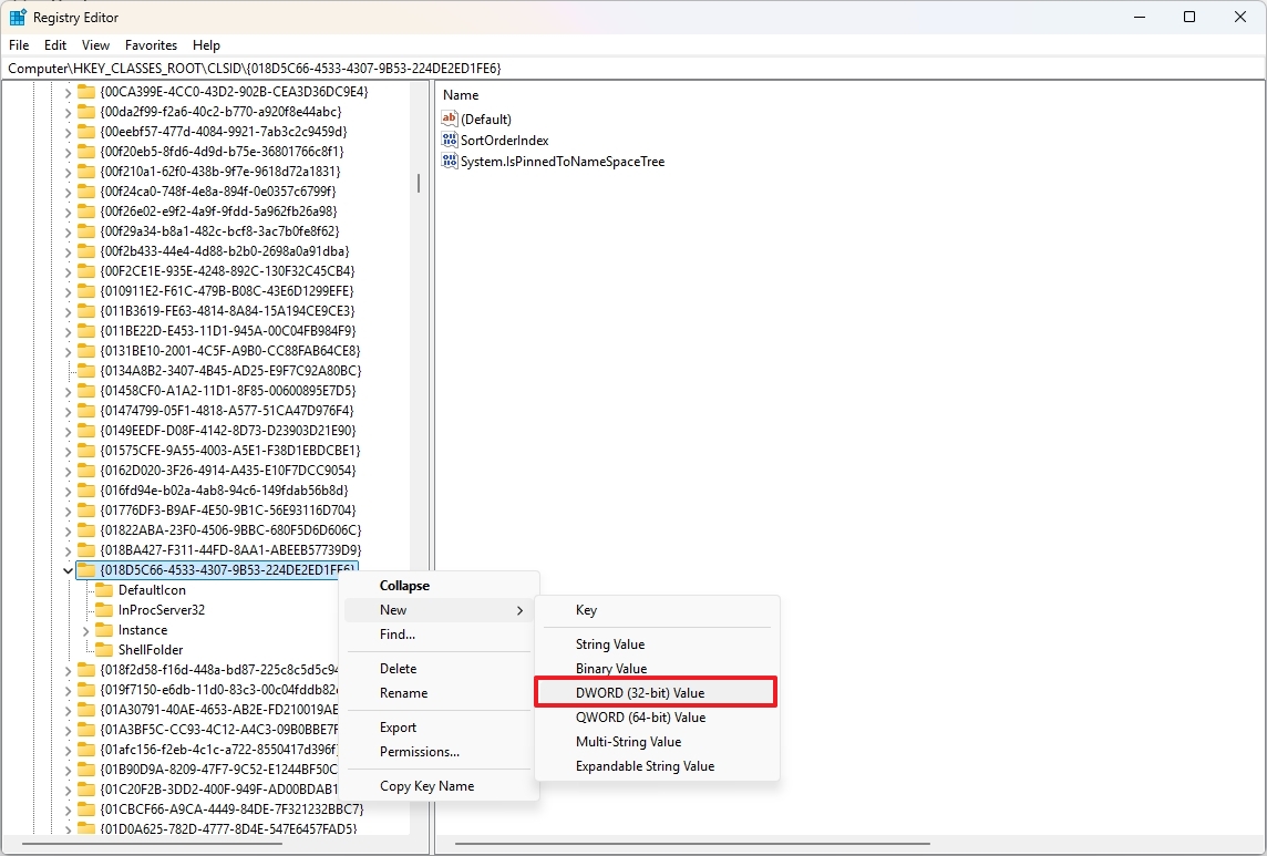 Create OneDrive System.IsPinnedToNameSpaceTree Registry key